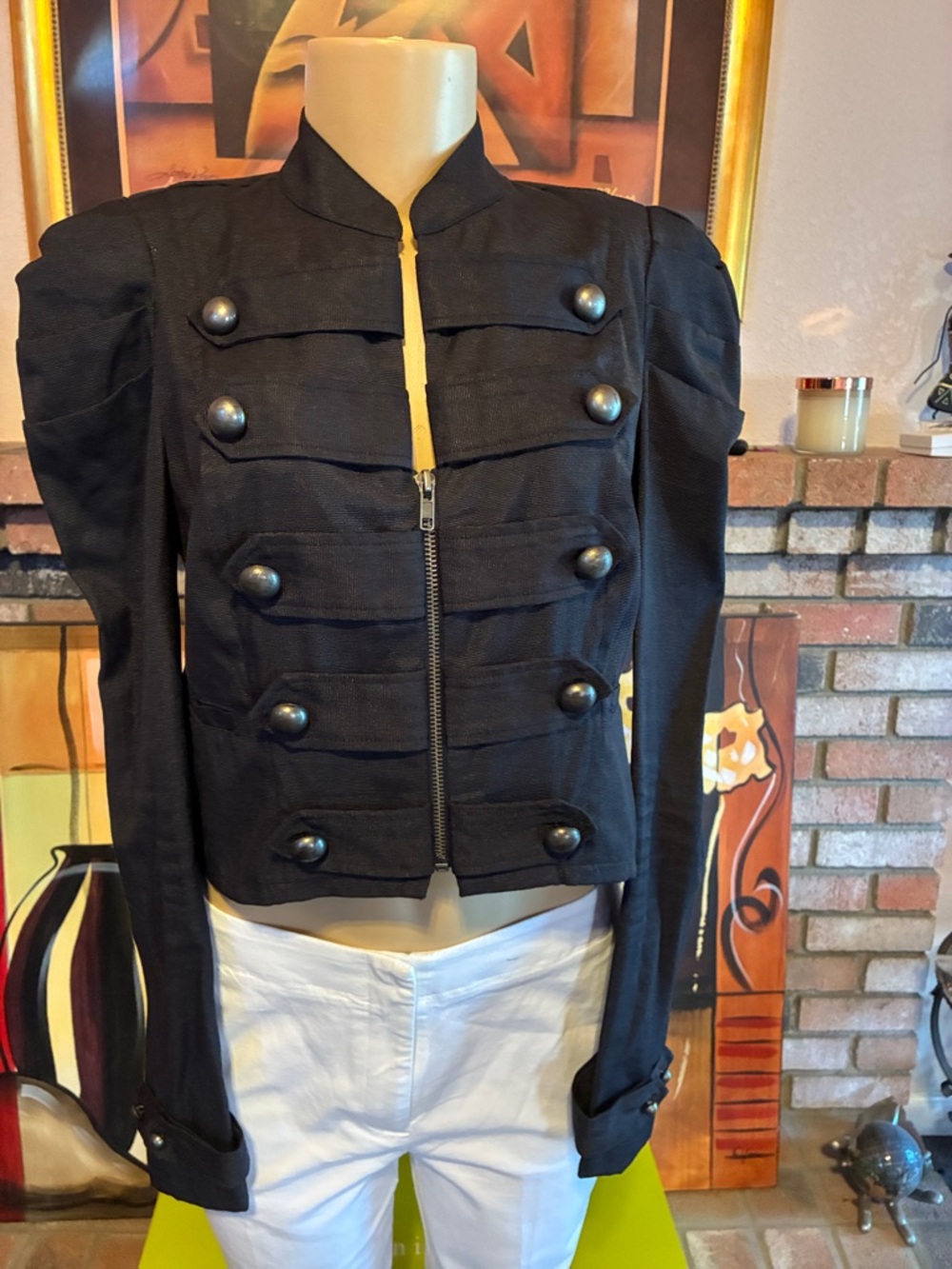 Double Zero Black Military-Inspired Cropped Jacket